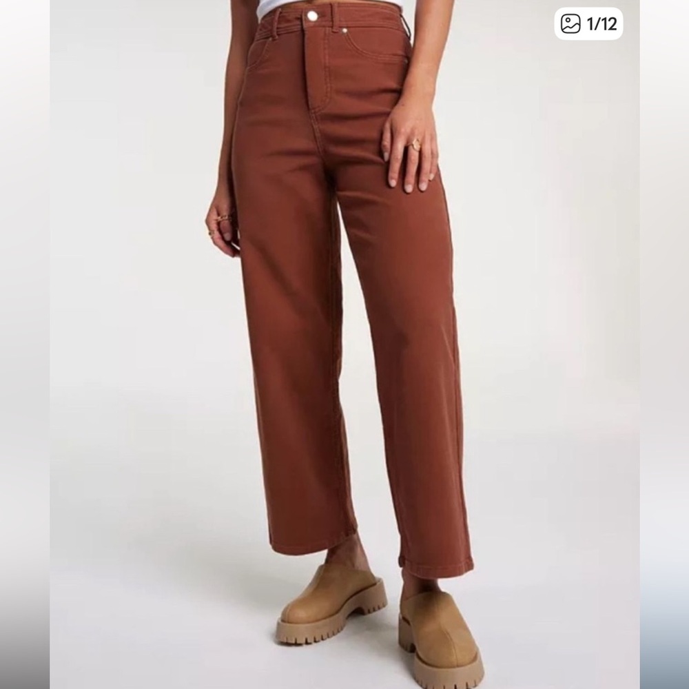 CALIA Women's High Rise Kickback Wide Leg Pant in Rocky Mountain Brown Sz 4